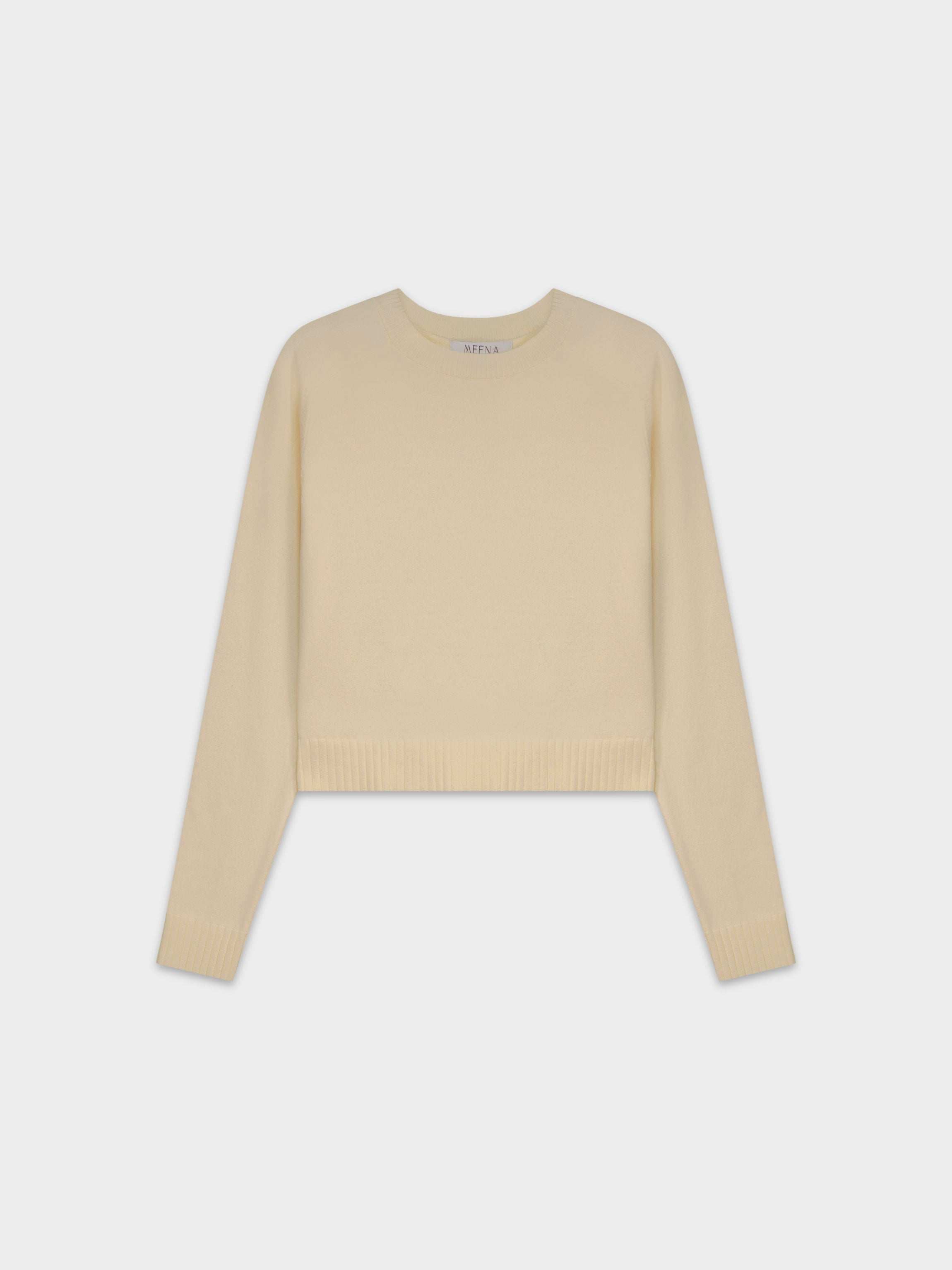 RIBBED BAND SWEATER-CREAM