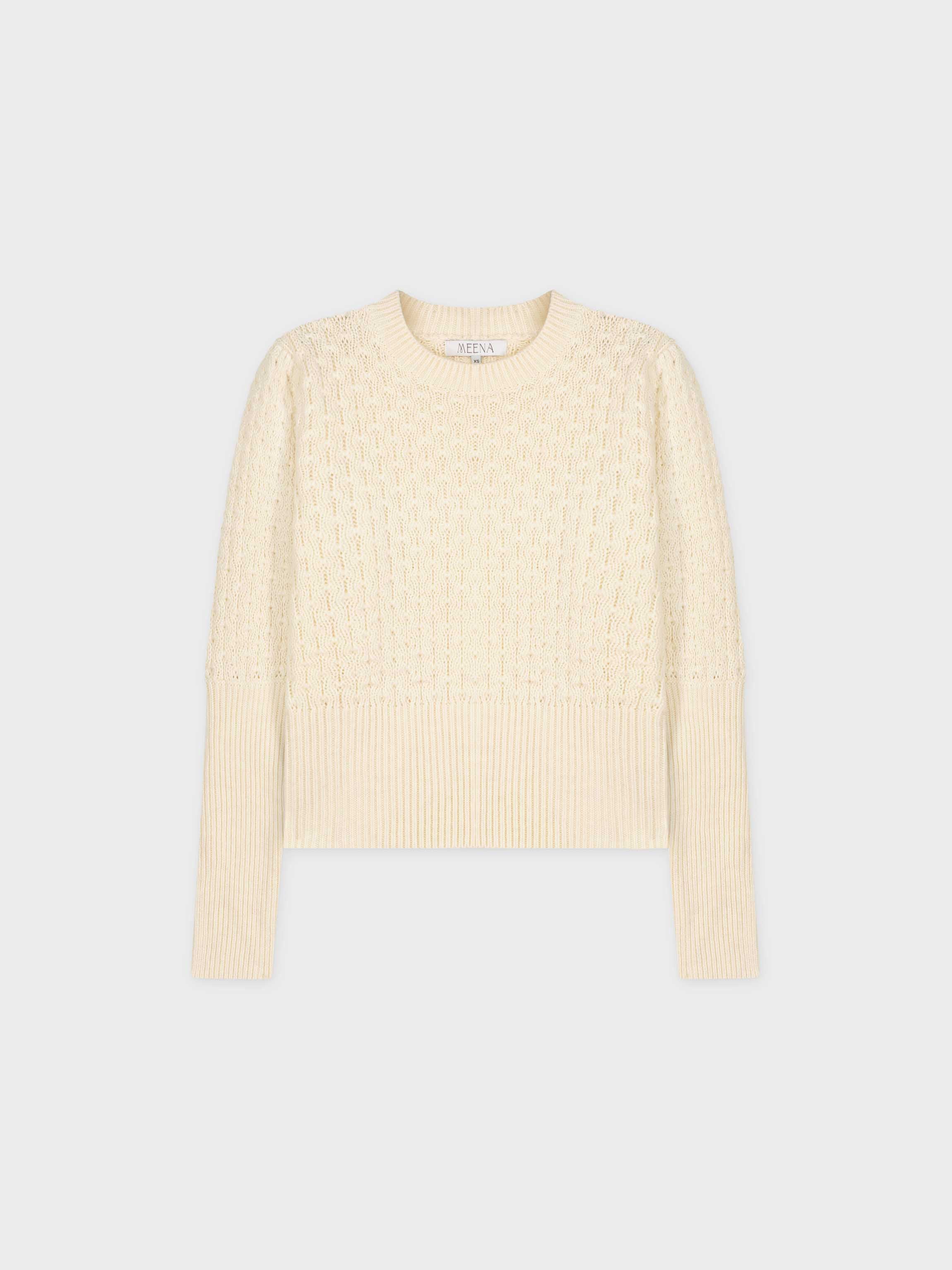 CHUNKY POINTELLE SWEATER-CREAM