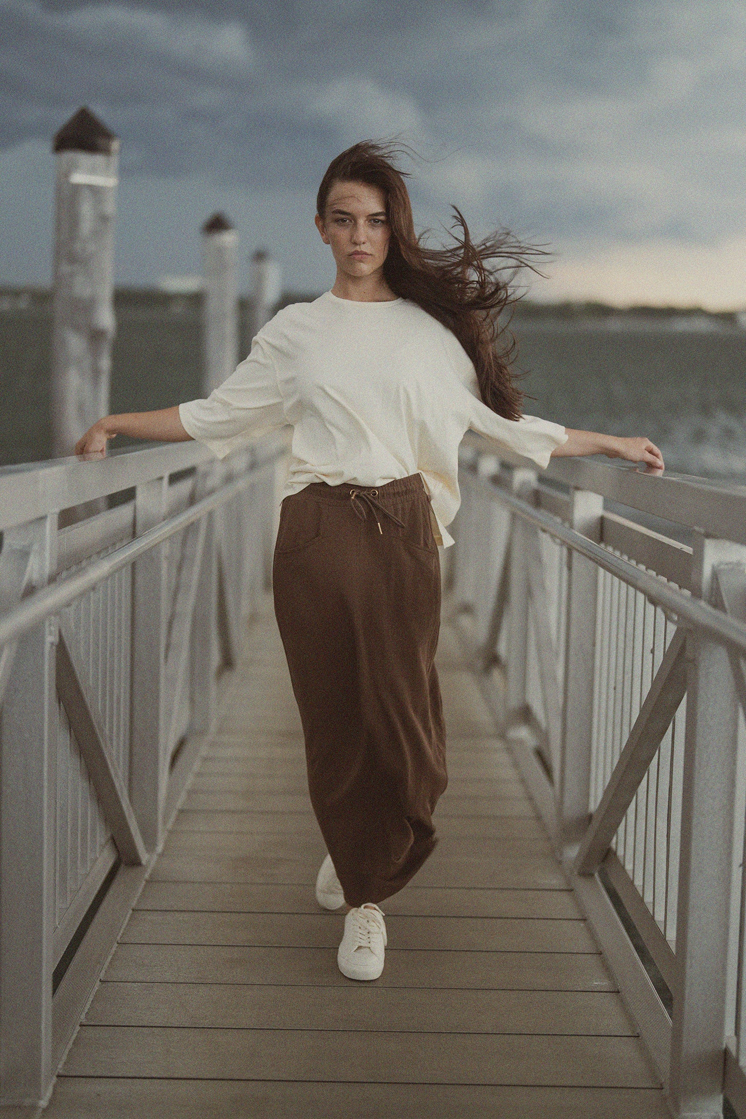 Oversized Boxy 3Q Sleeve Tee-Cream