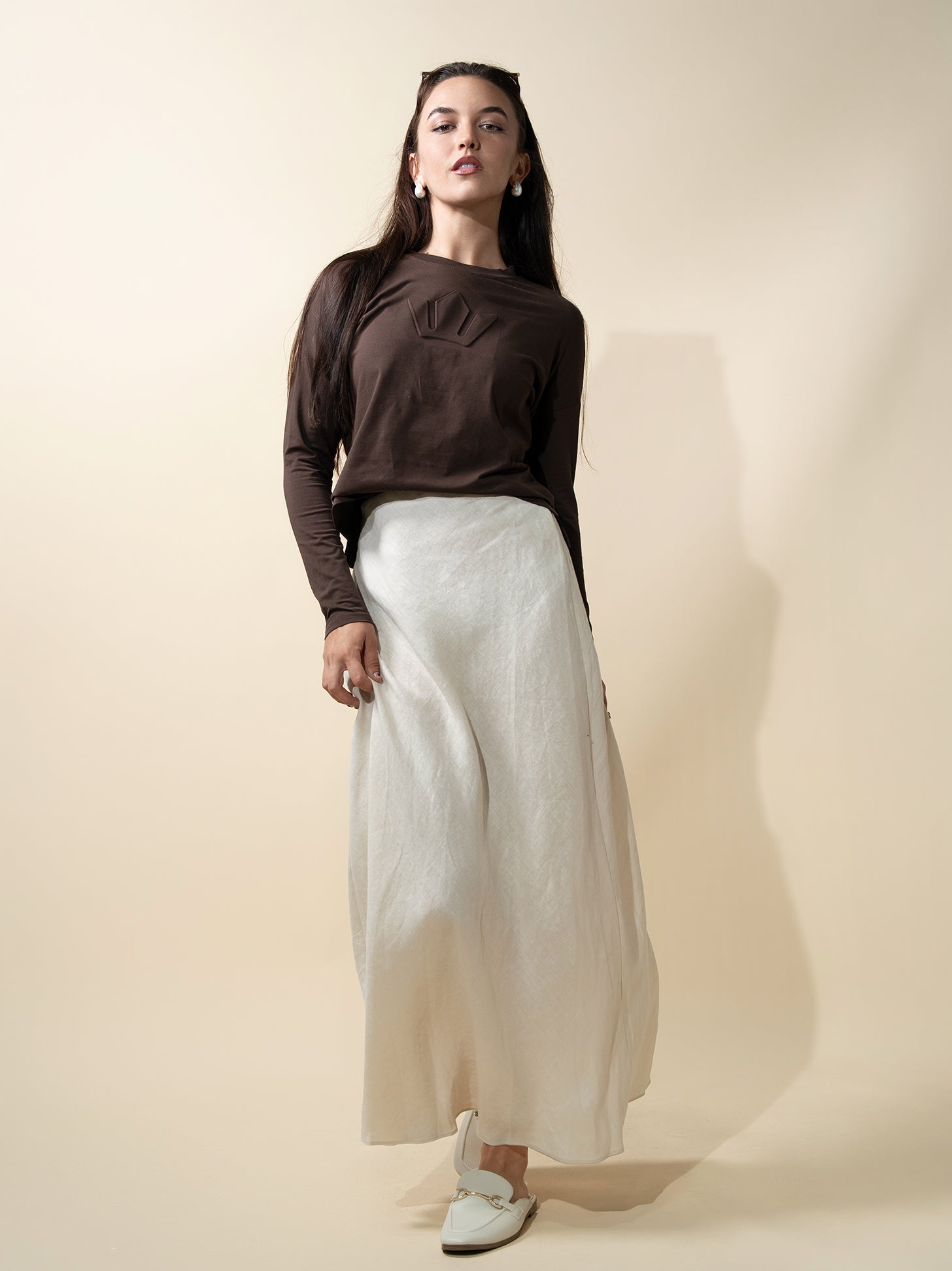 Crown Embossed T-Shirt-Brown