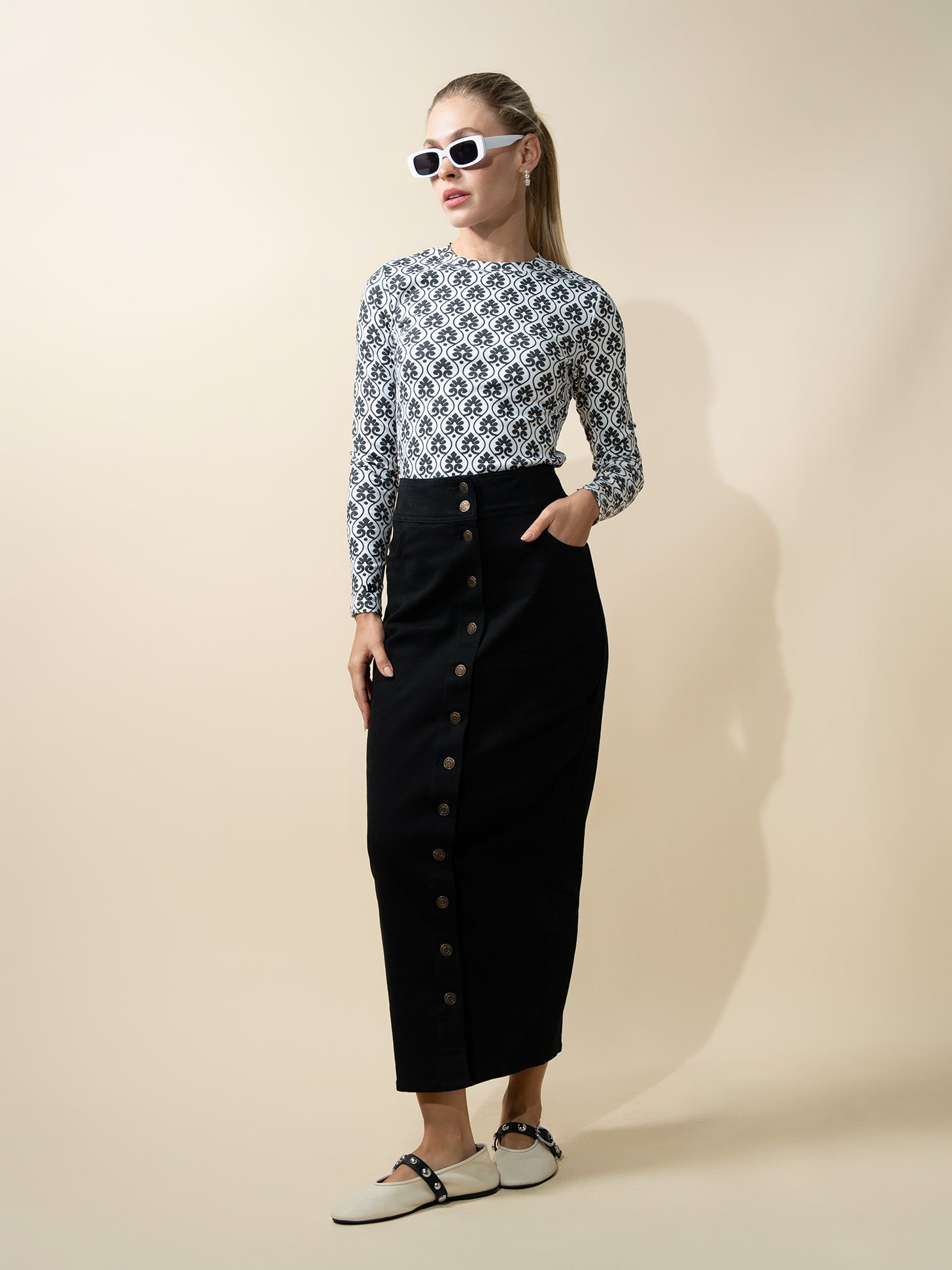 Basic Printed T-shirt-Damask