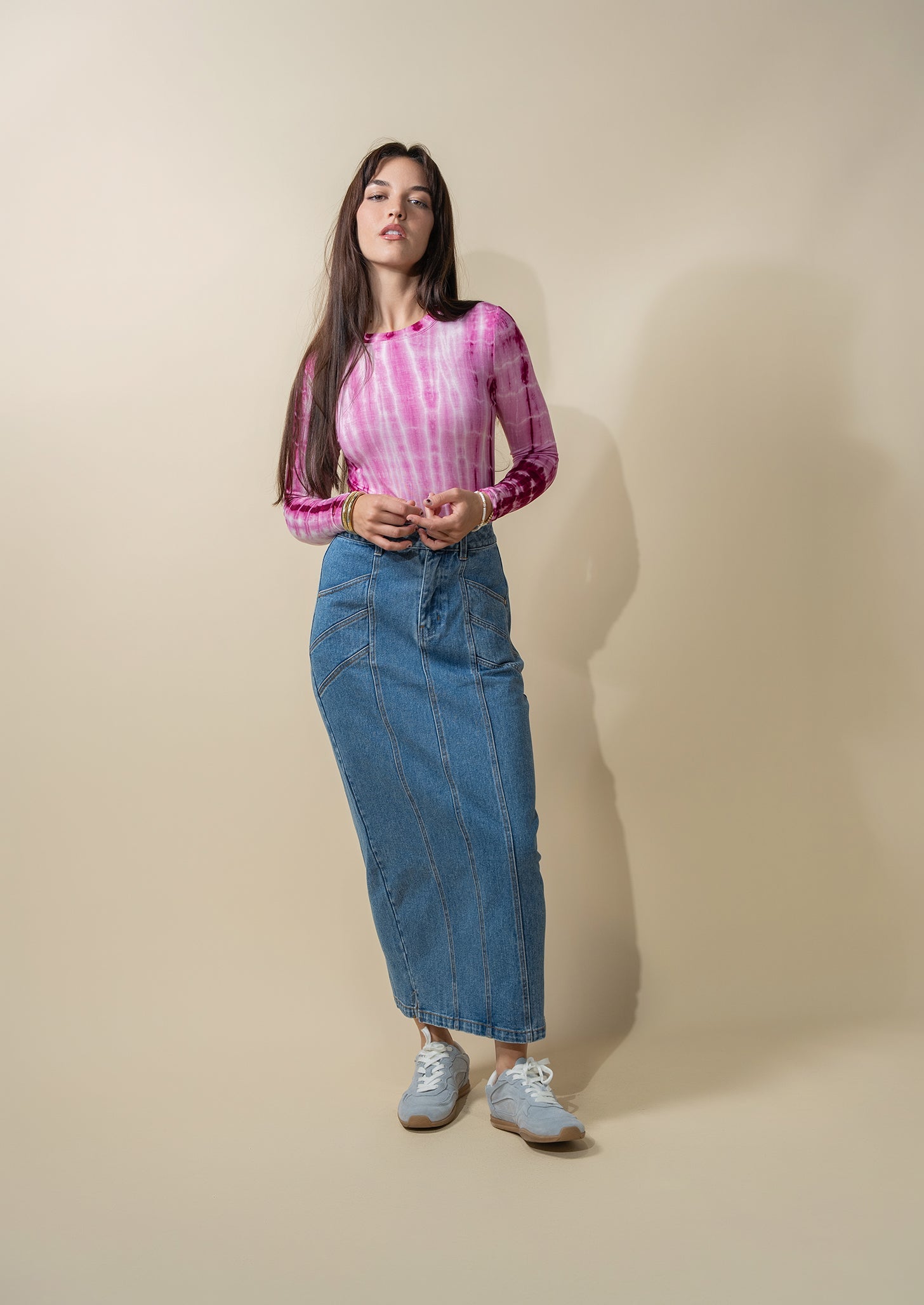 Tie Dye Crew Neck T-Shirt-Pink