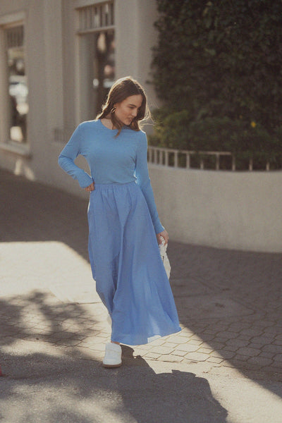 Nylon Circle Skirt-Periwinkle Blue