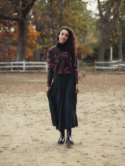Pleated Skirt 35"-Emerald Green