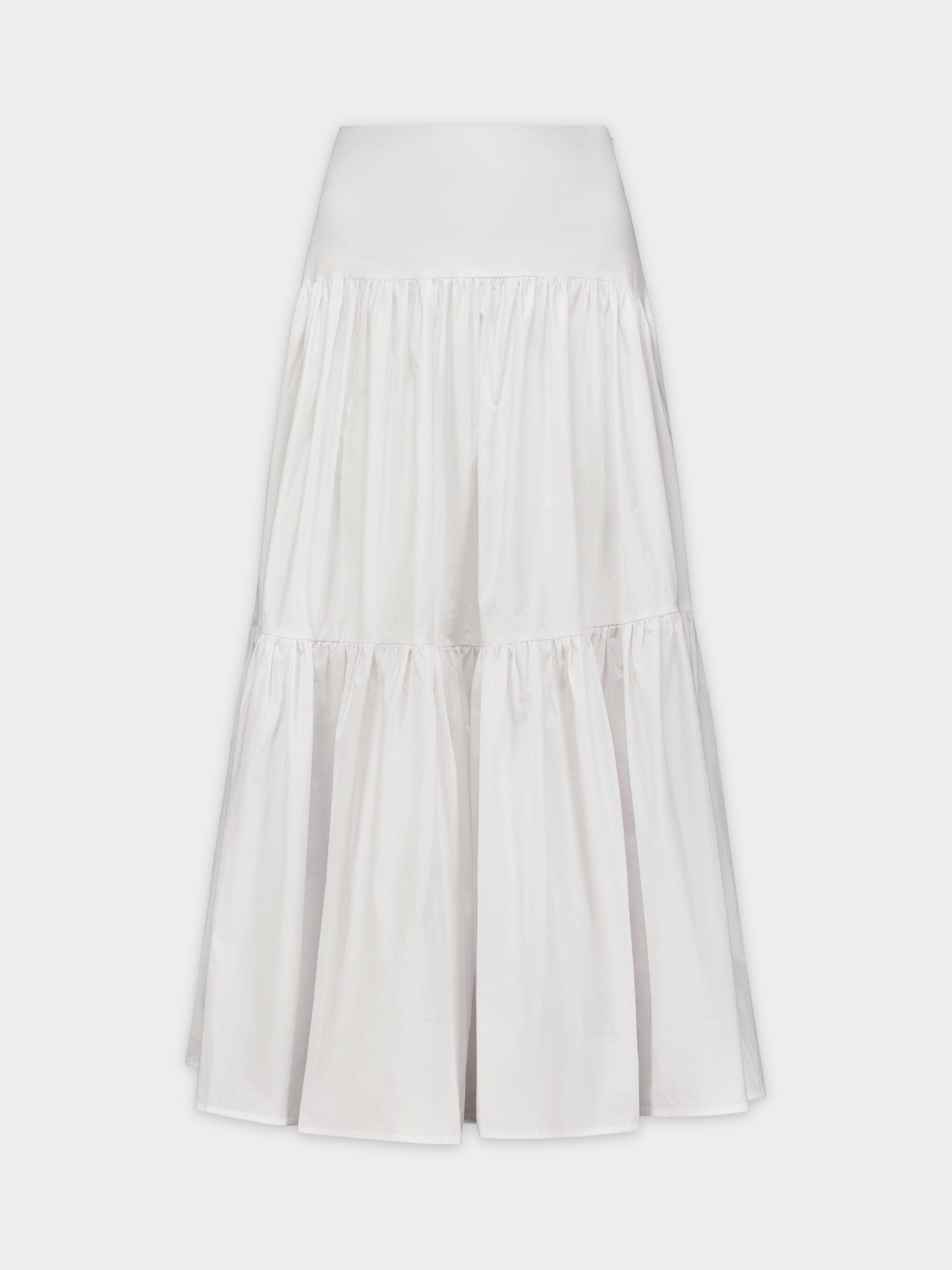 YOKE TIERED SKIRT-WHITE