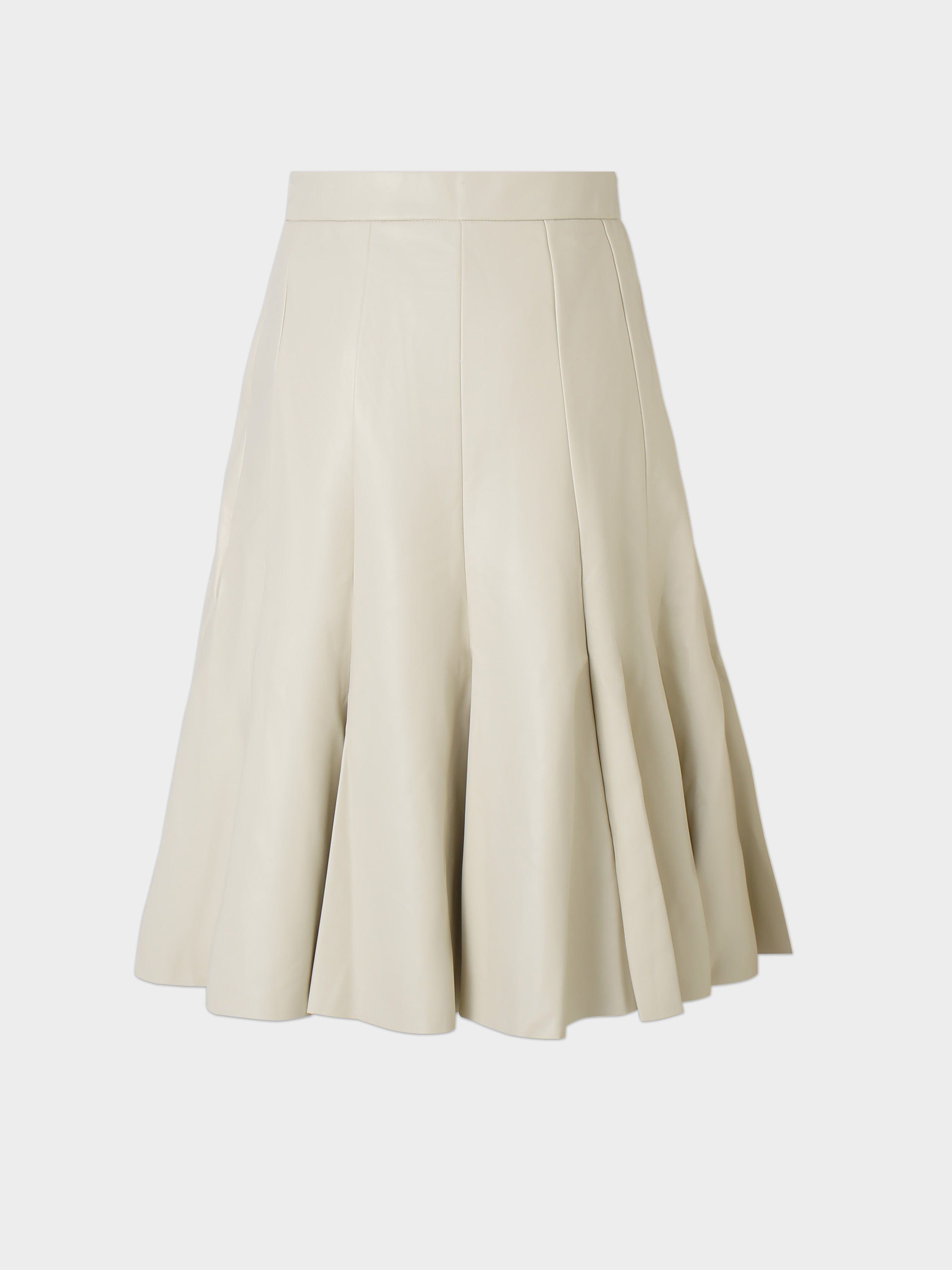 Flare Leather Skirt 25.5"-Ivory