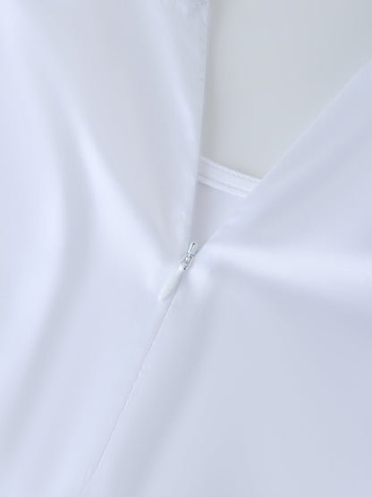 Wrap Satin Top-White