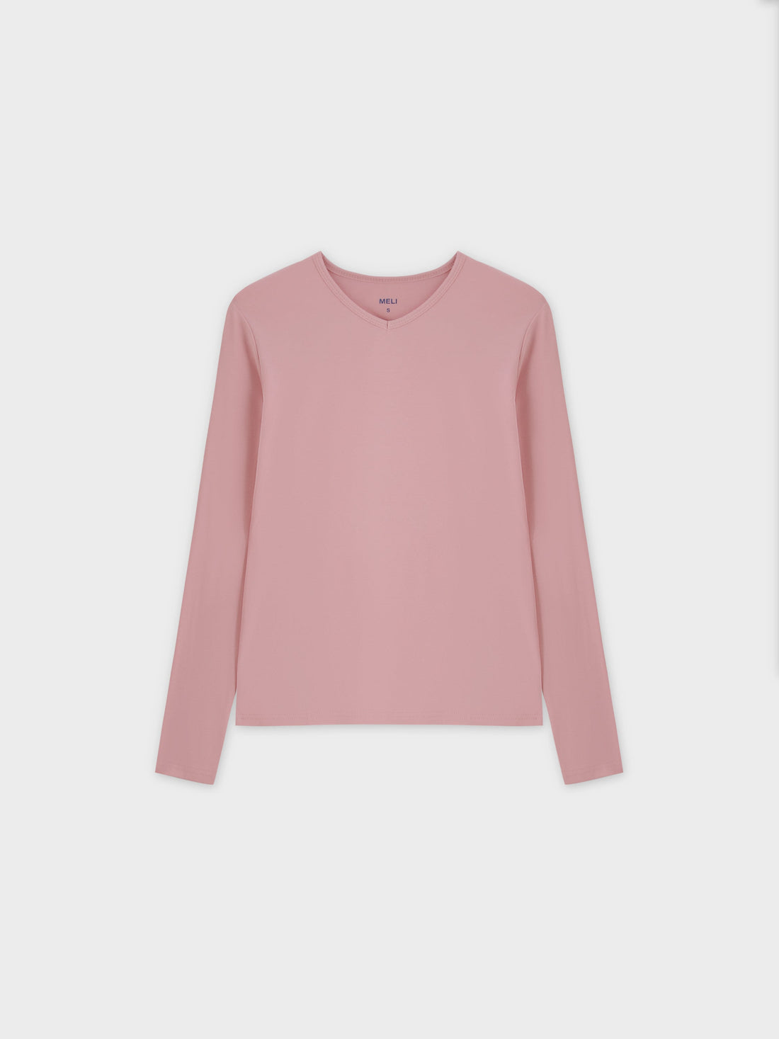 Basic High V Tee LS-Rose