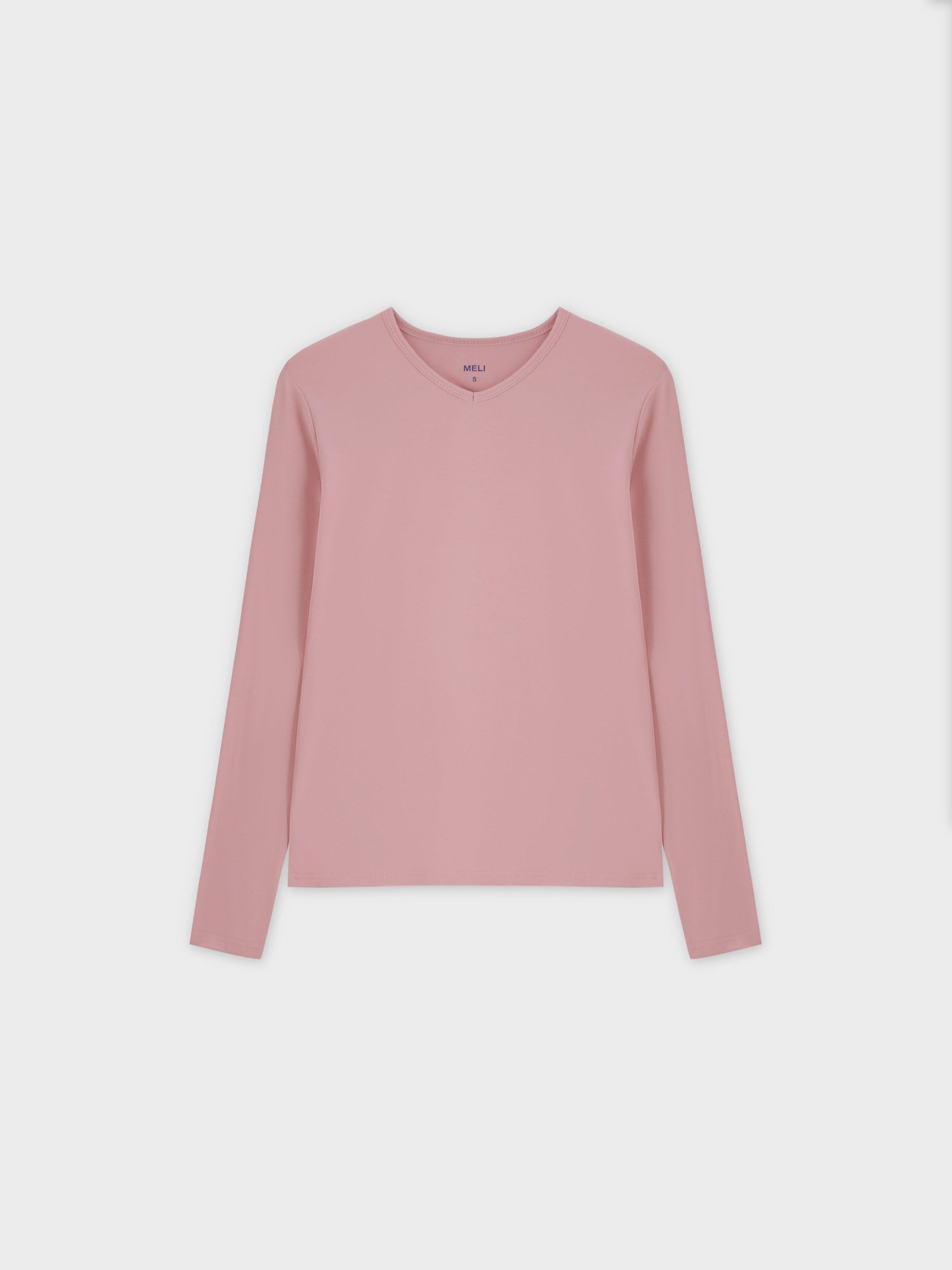 Basic High V Tee LS-Rose