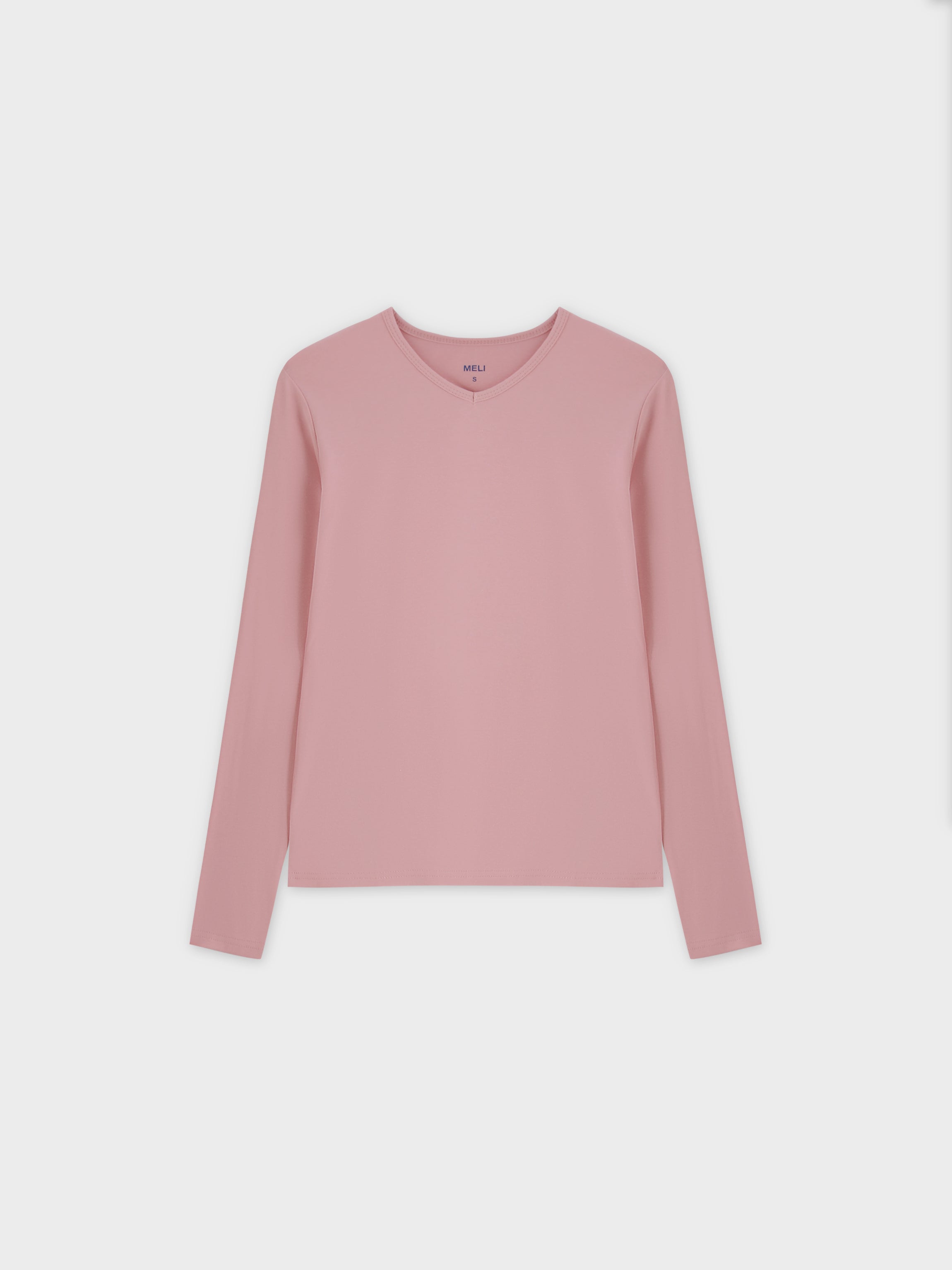 Basic High V Tee LS-Rose