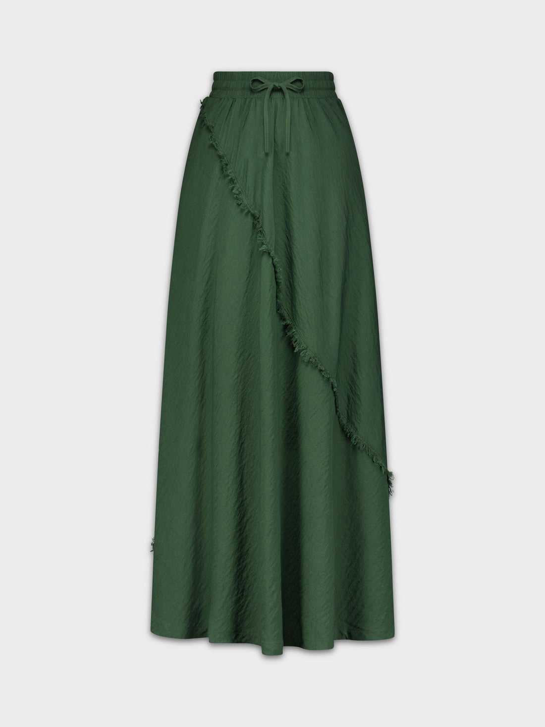 DRAWSTRING FRINGE SKIRT-GREEN