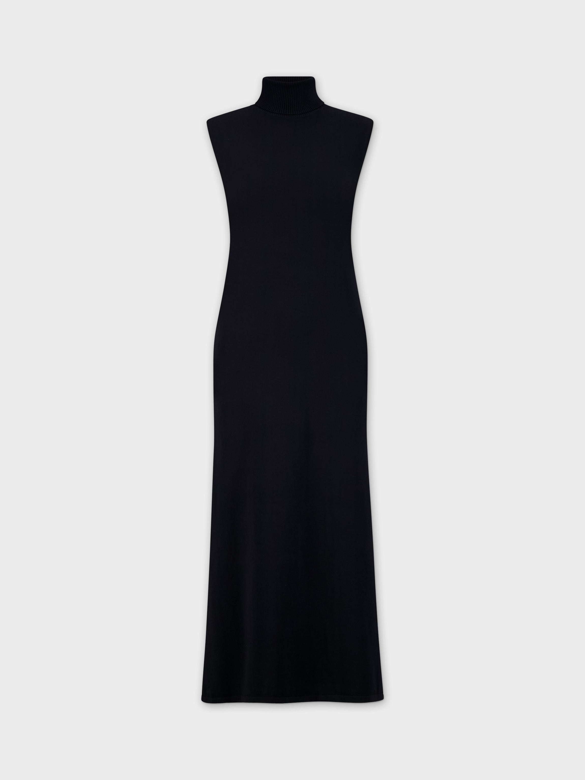 Sleeveless Turtleneck Dress-Black