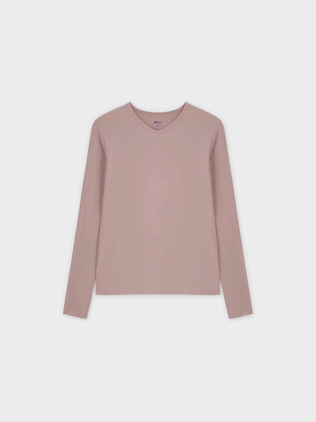 Basic High V Tee LS-Blush