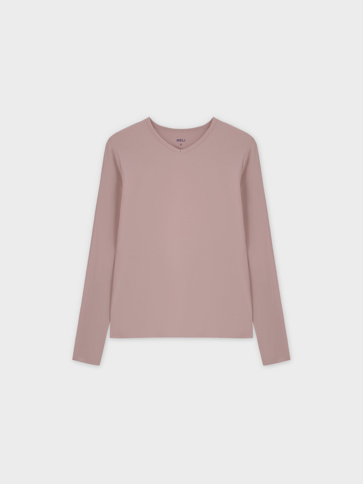 Basic High V Tee LS-Blush