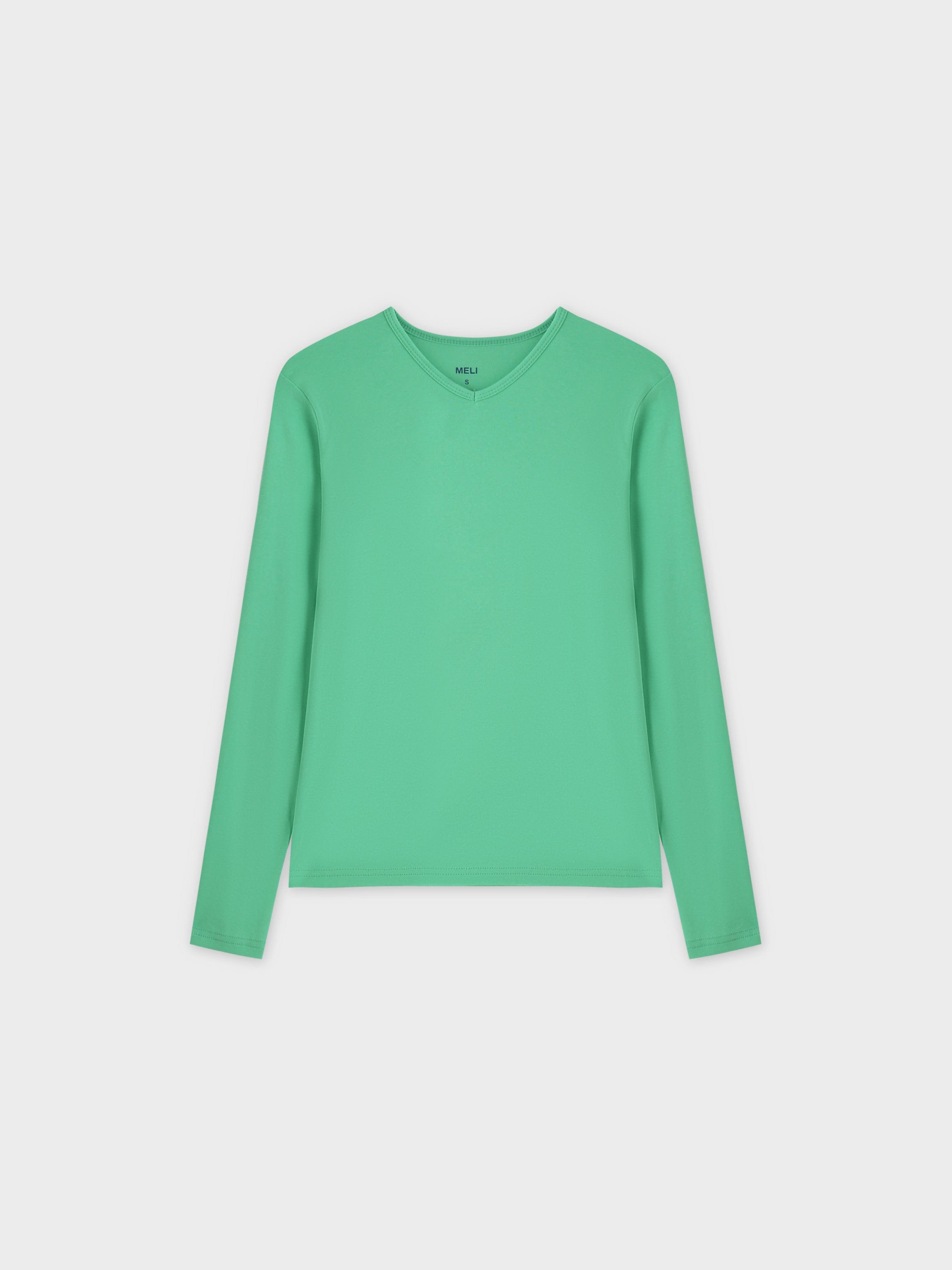 Basic High V Tee LS-Neon Green