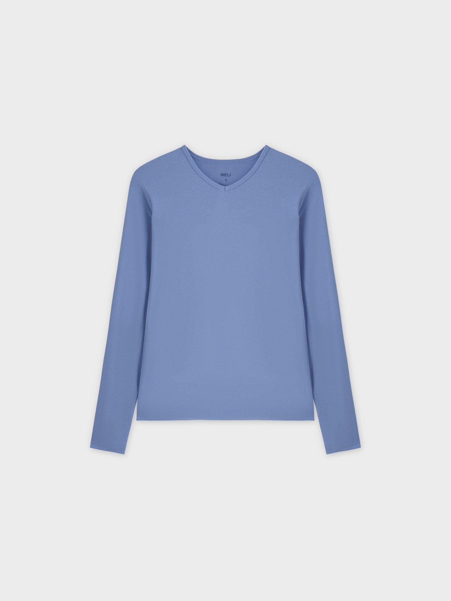 Basic High V Tee LS-Periwinkle