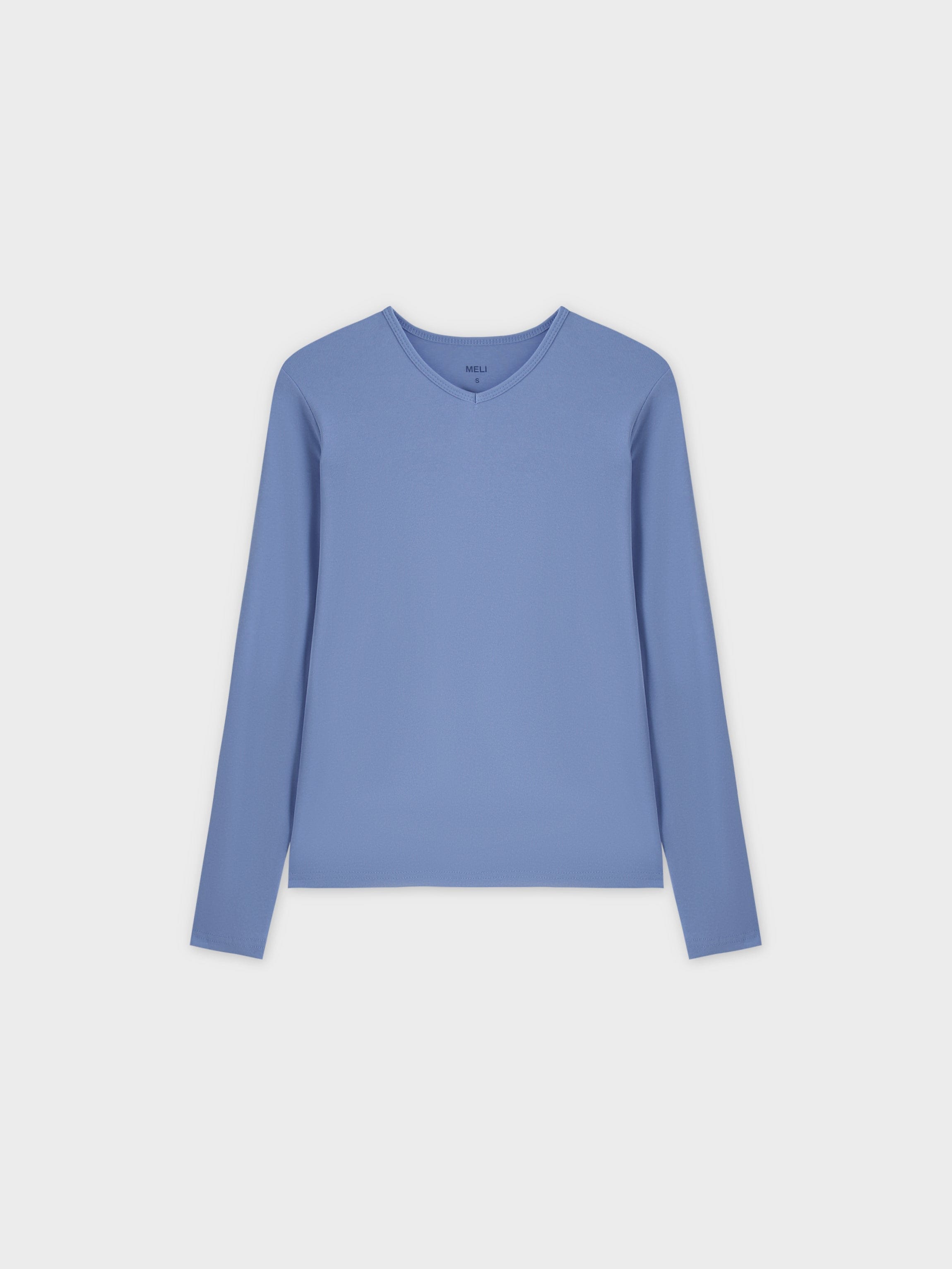 Basic High V Tee LS-Periwinkle