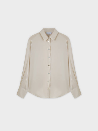 Oversized Satin Blouse-Bone