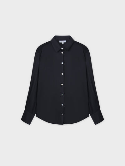 Oversized Satin Blouse-Black