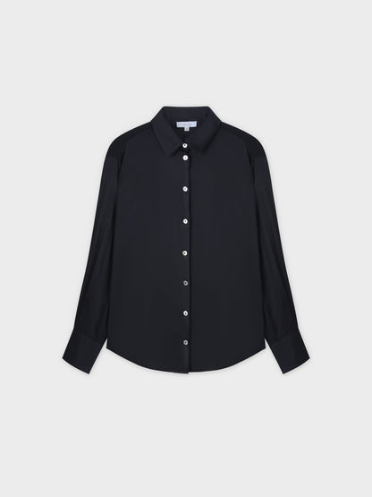 Oversized Satin Blouse-Black