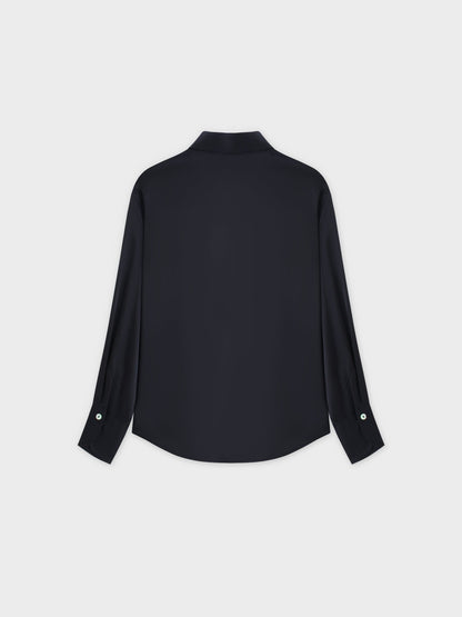 Oversized Satin Blouse-Black