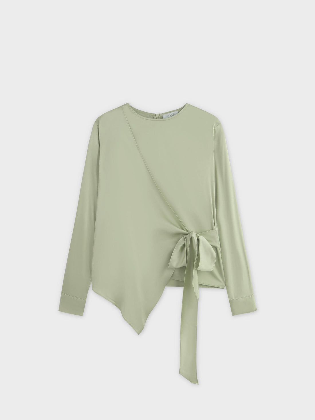 Wrap Satin Top-Celery