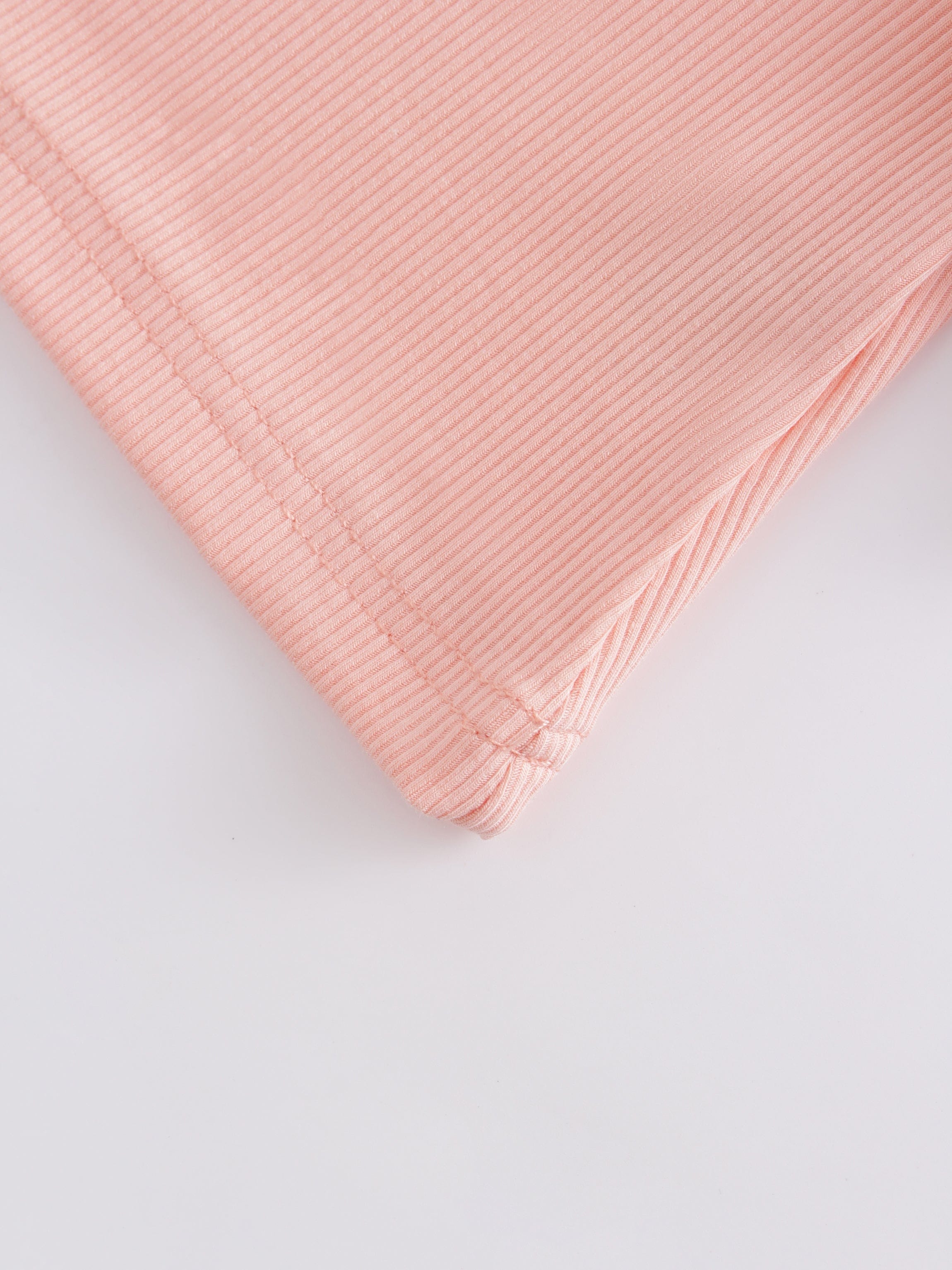 High V Ribbed Tee LS-Peach