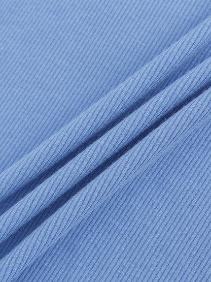 High V Ribbed Tee LS-Ocean Blue