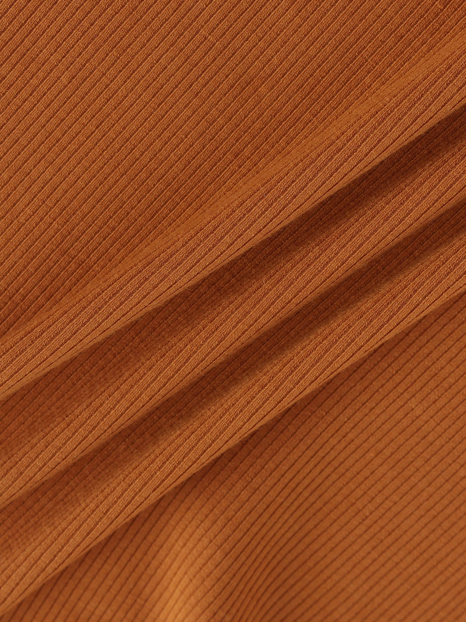 High V Ribbed Tee LS-Cognac