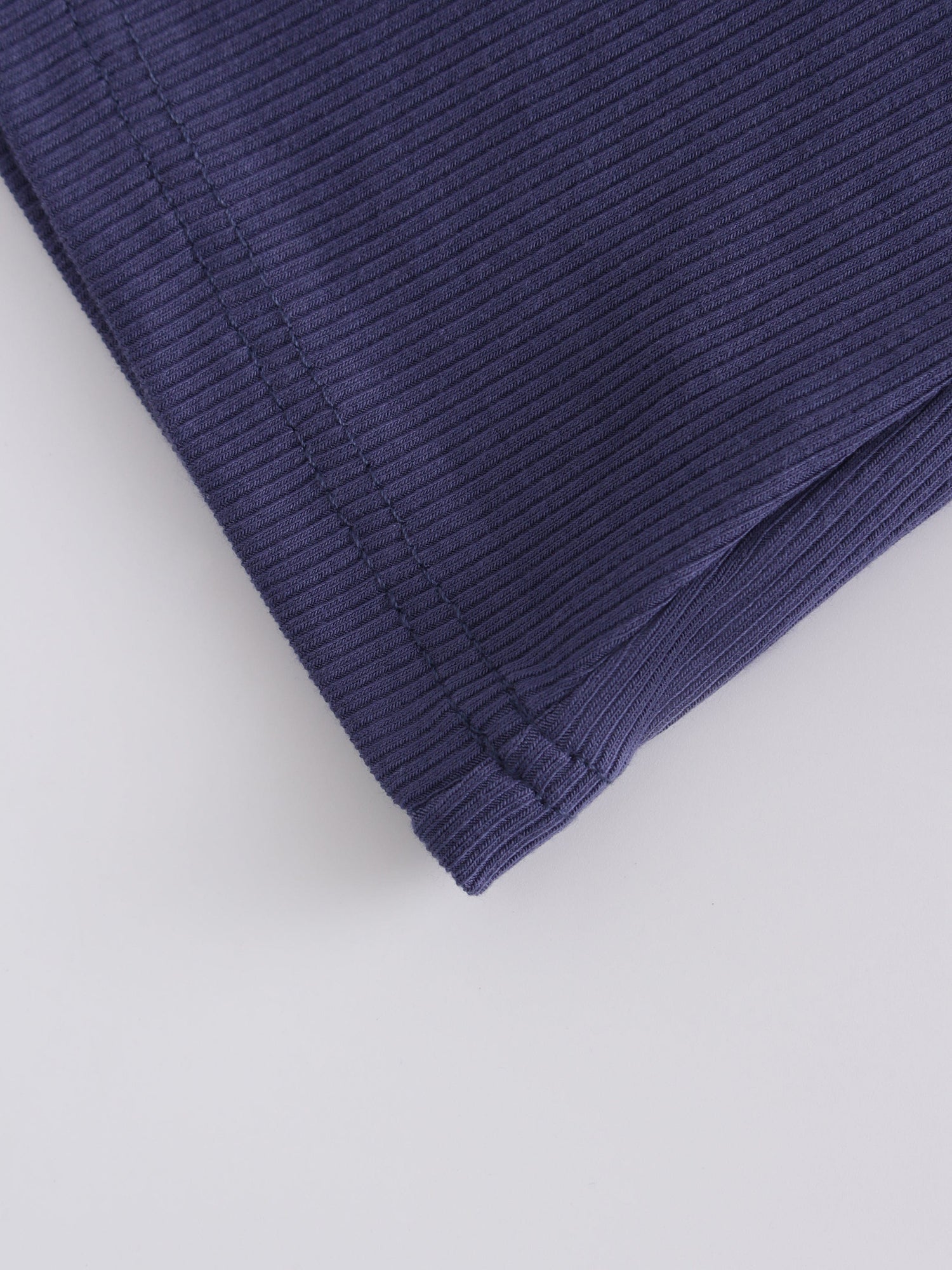 High V Ribbed Tee LS-Indigo Blue