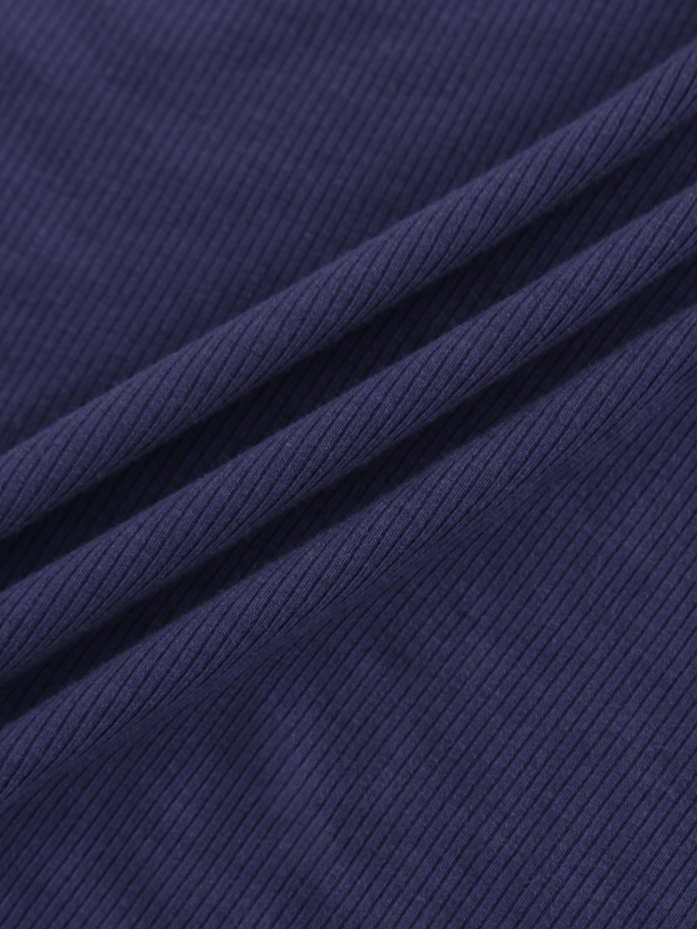 High V Ribbed Tee LS-Indigo Blue