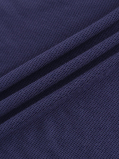 High V Ribbed Tee LS-Indigo Blue