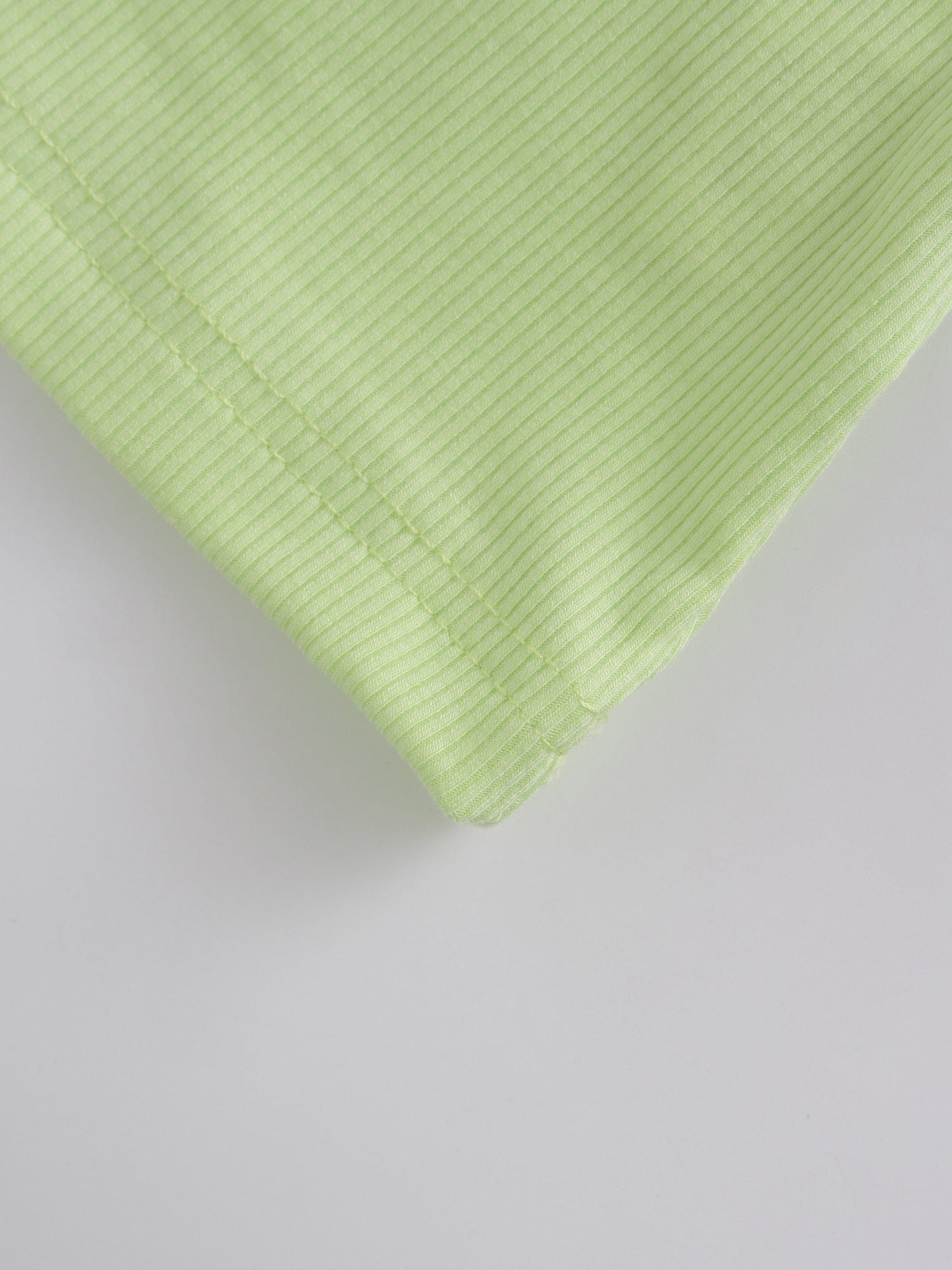 High V Ribbed Tee LS-Neon Green