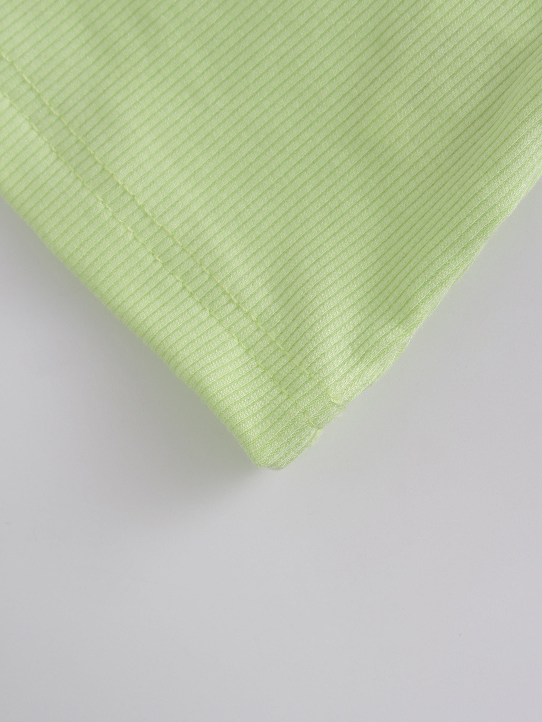 High V Ribbed Tee LS-Neon Green