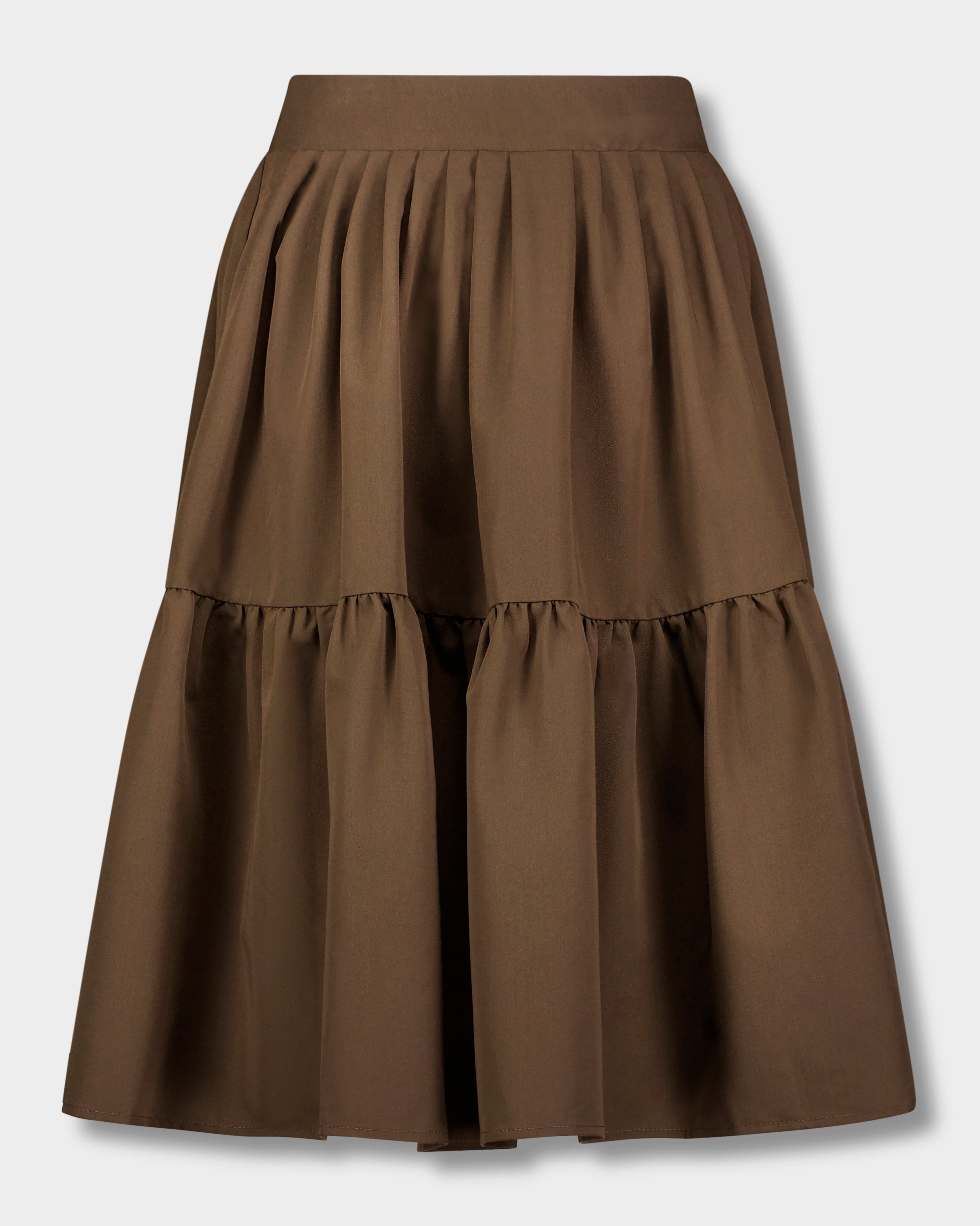 CIRCLE RUFFLE SKIRT-BROWN