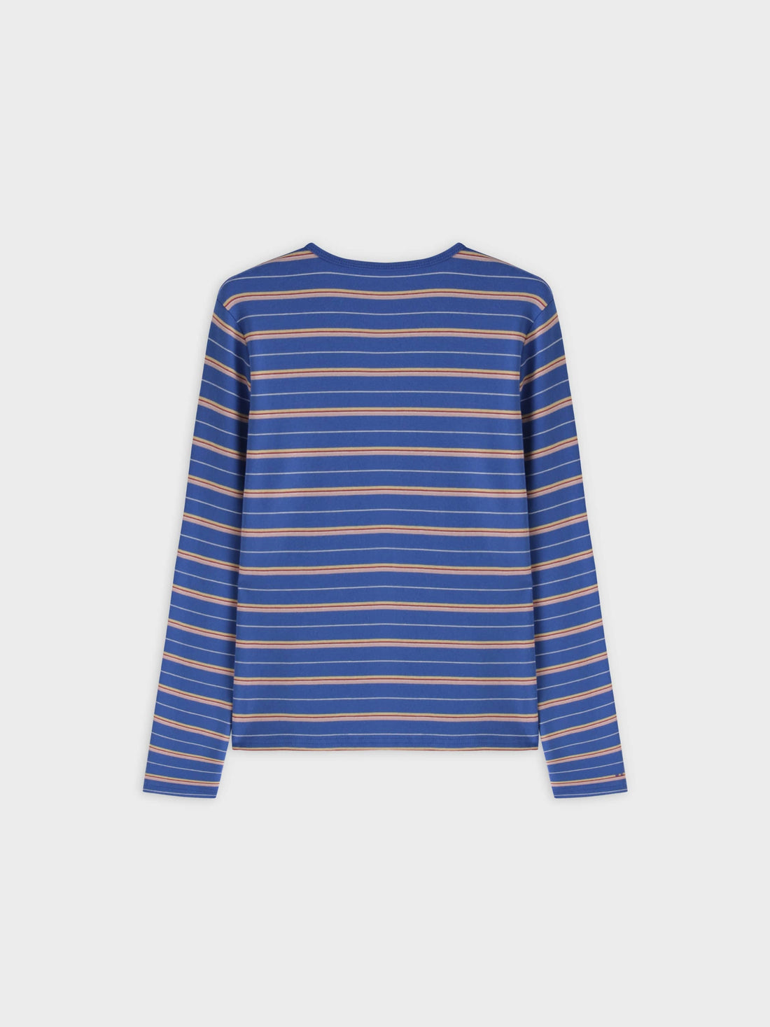 Thin Stripe High V Tee-Blue/Pink/White