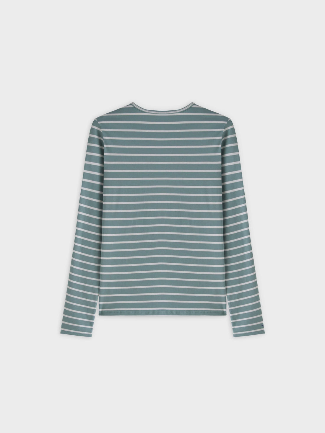 Thin Stripe High V Tee-Pistachio/White