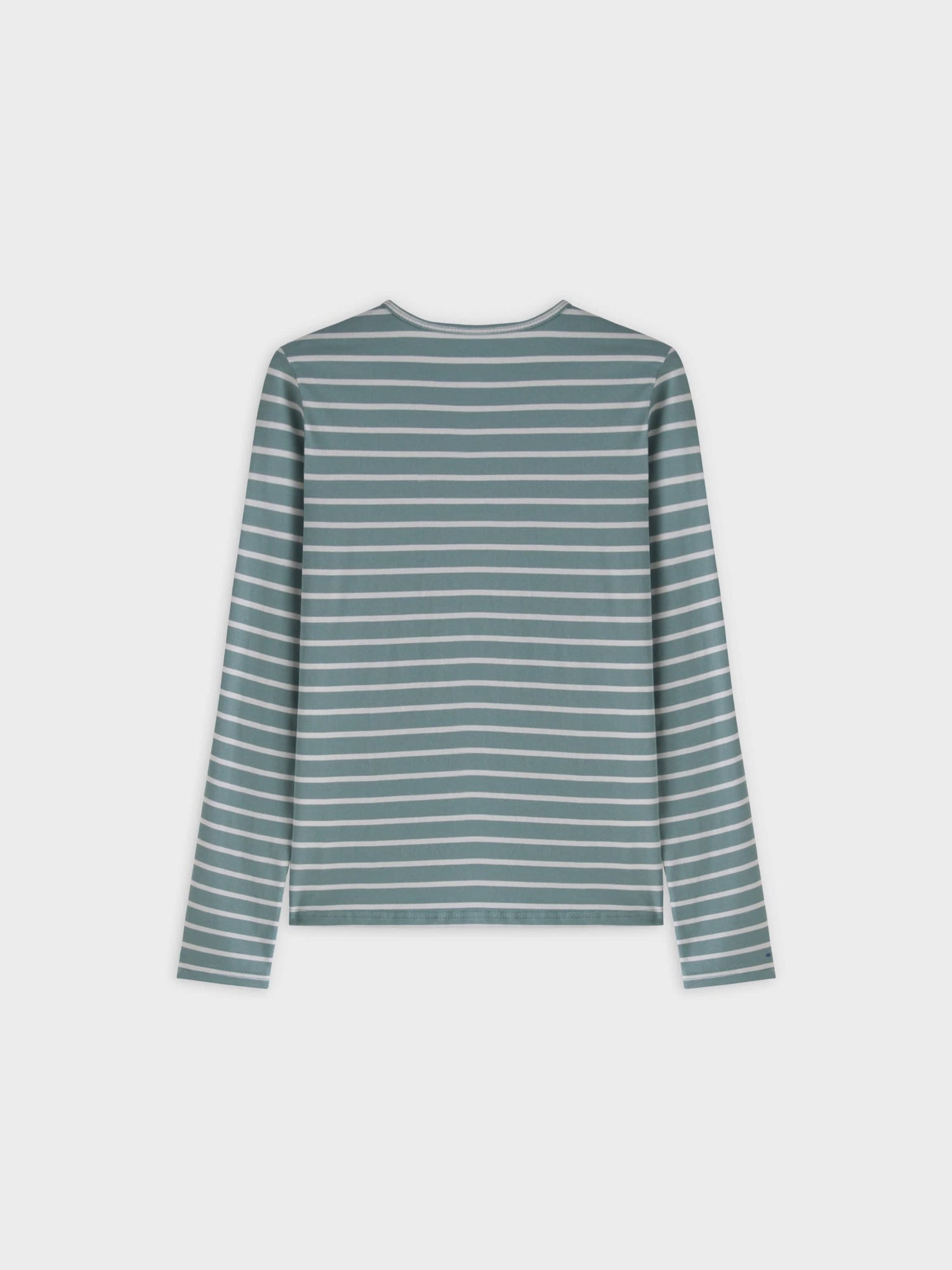 Thin Stripe High V Tee-Pistachio/White