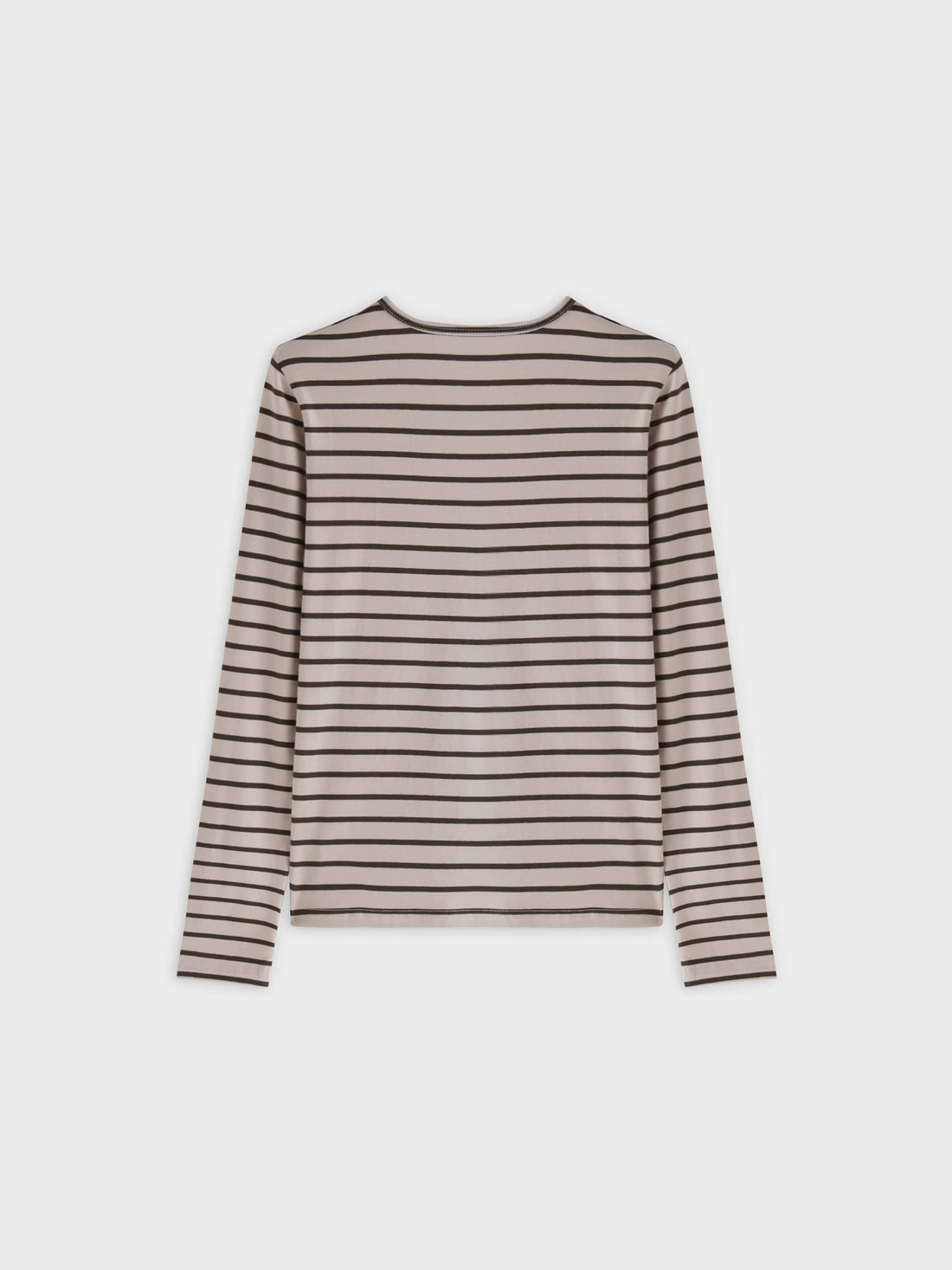 Thin Stripe High V Tee-Cream/Green