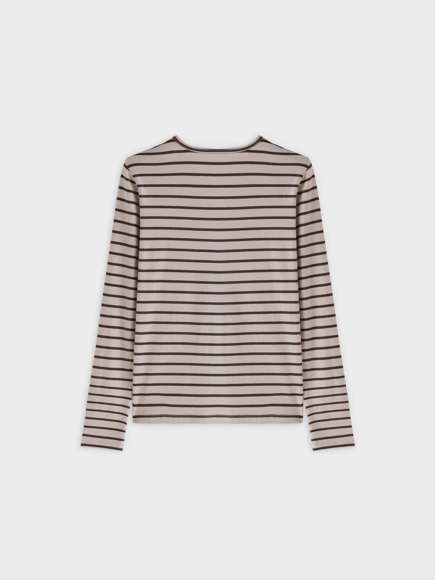 Thin Stripe High V Tee-Cream/Green