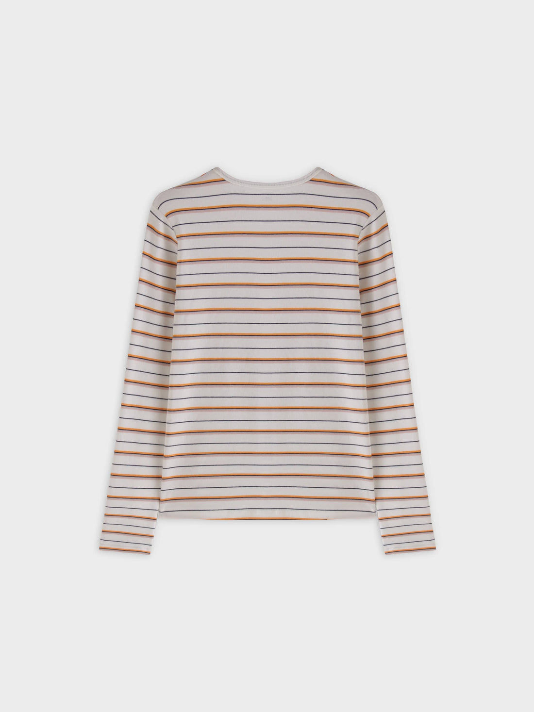 Thin Stripe High V Tee-White/Orange/Pink