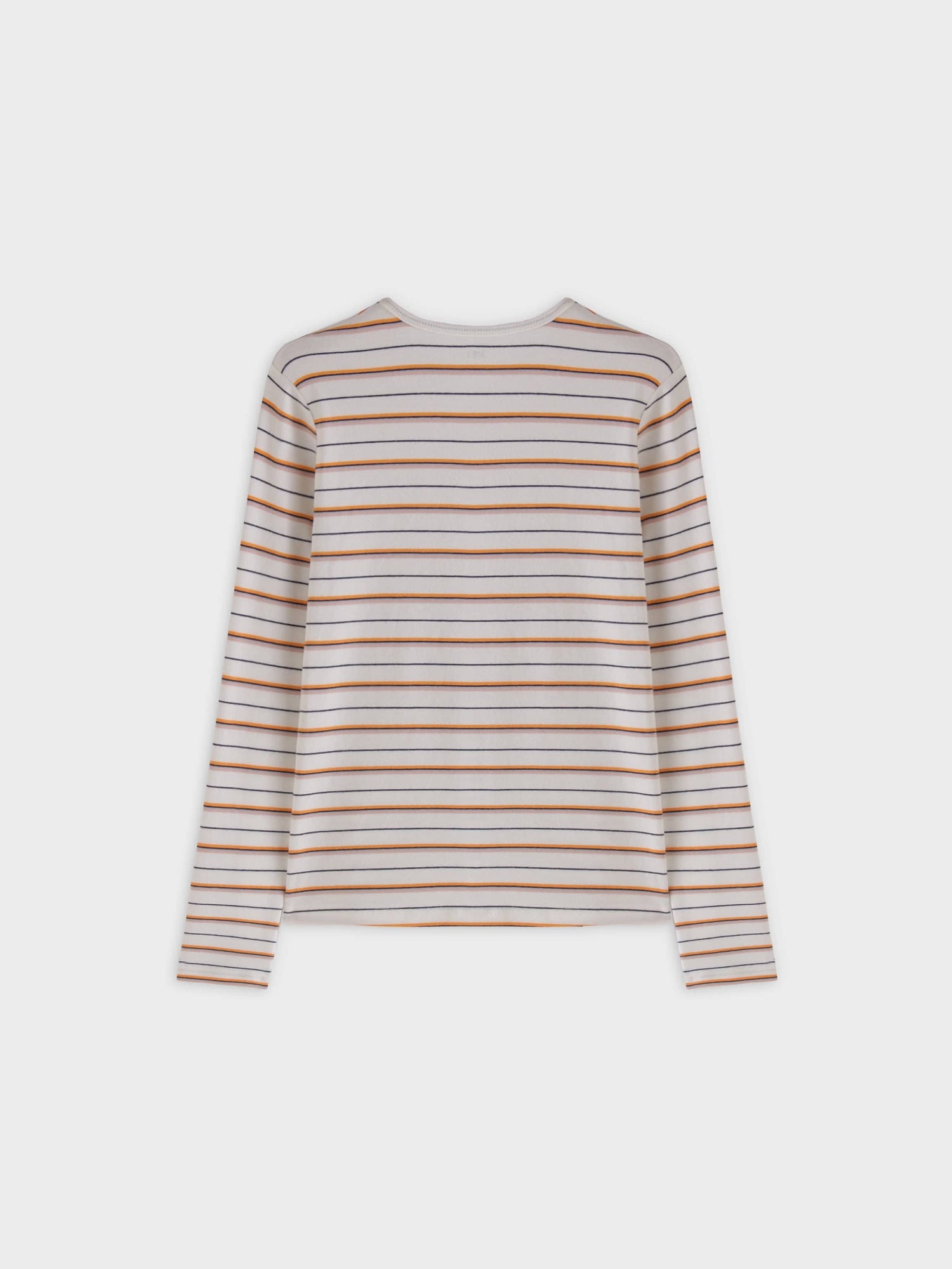 Thin Stripe High V Tee-White/Orange/Pink