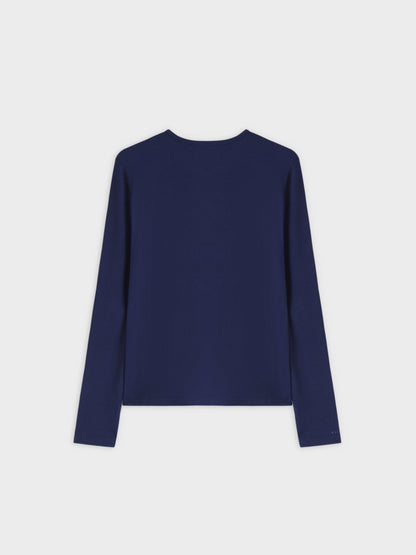 RIBBED HIGH V LS-NAVY