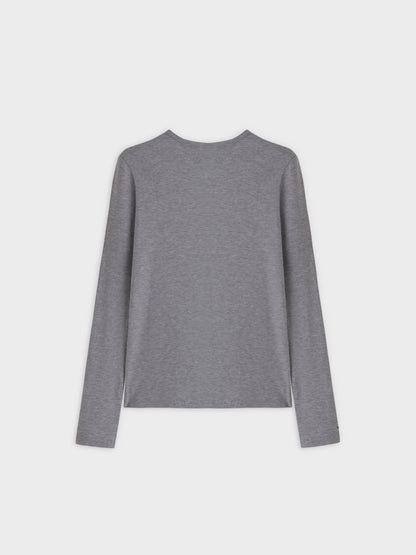 High V Ribbed Tee LS-Heathered Grey