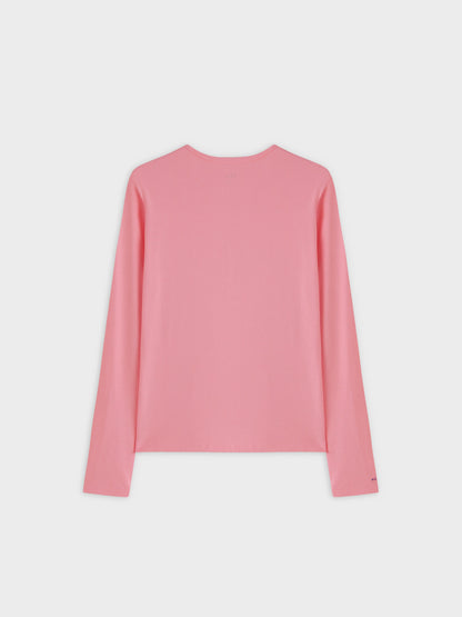 High V Ribbed Tee LS-True Pink