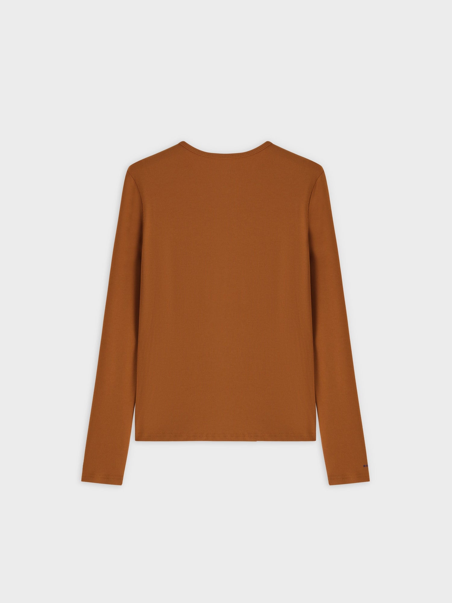 High V Ribbed Tee LS-Cognac