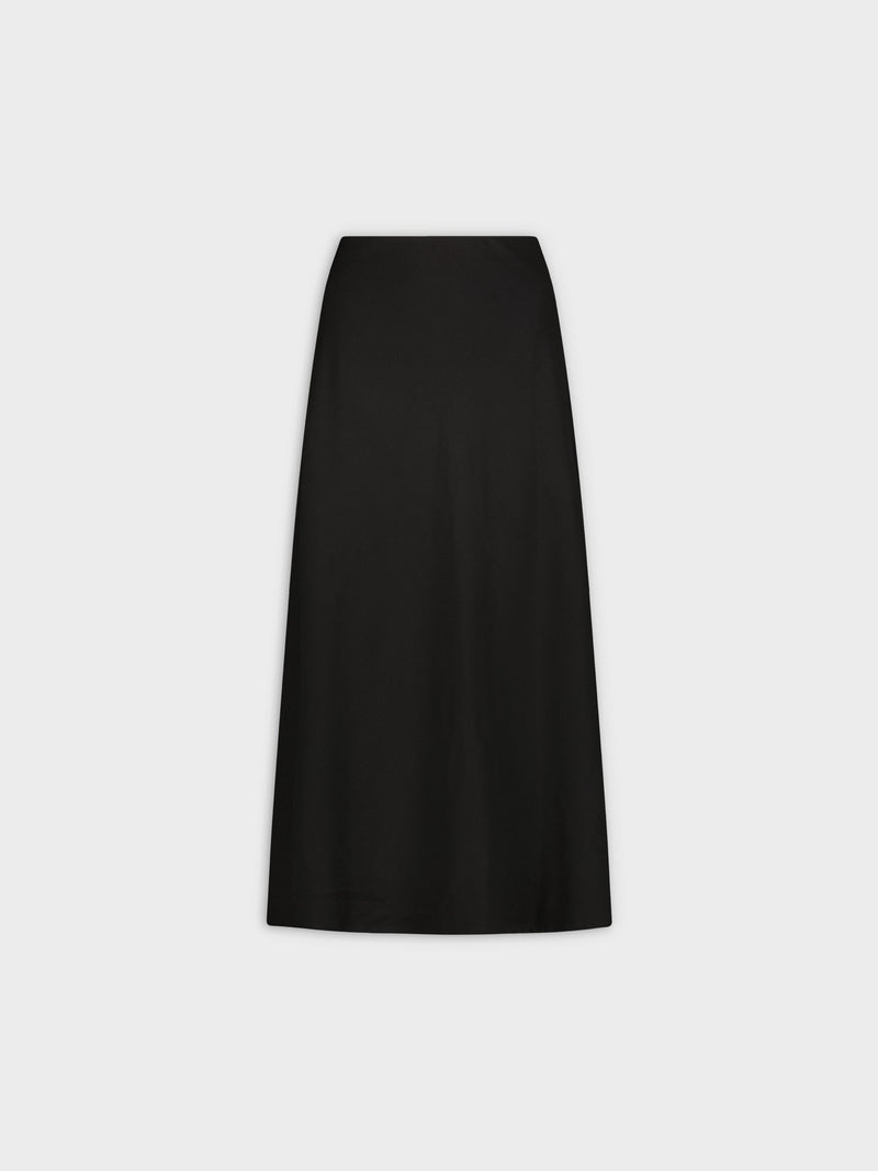 Leather Trim Skirt 25"-Black
