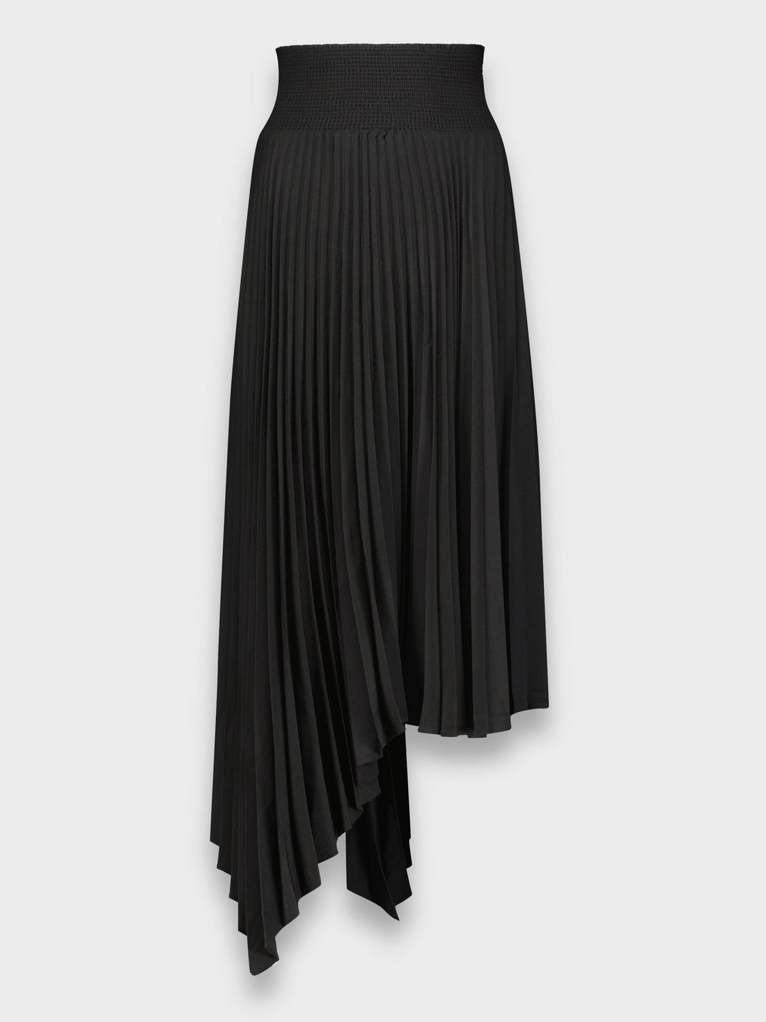 SHIRRED WAIST PLEATED SKIRT (SHORT)-BLACK