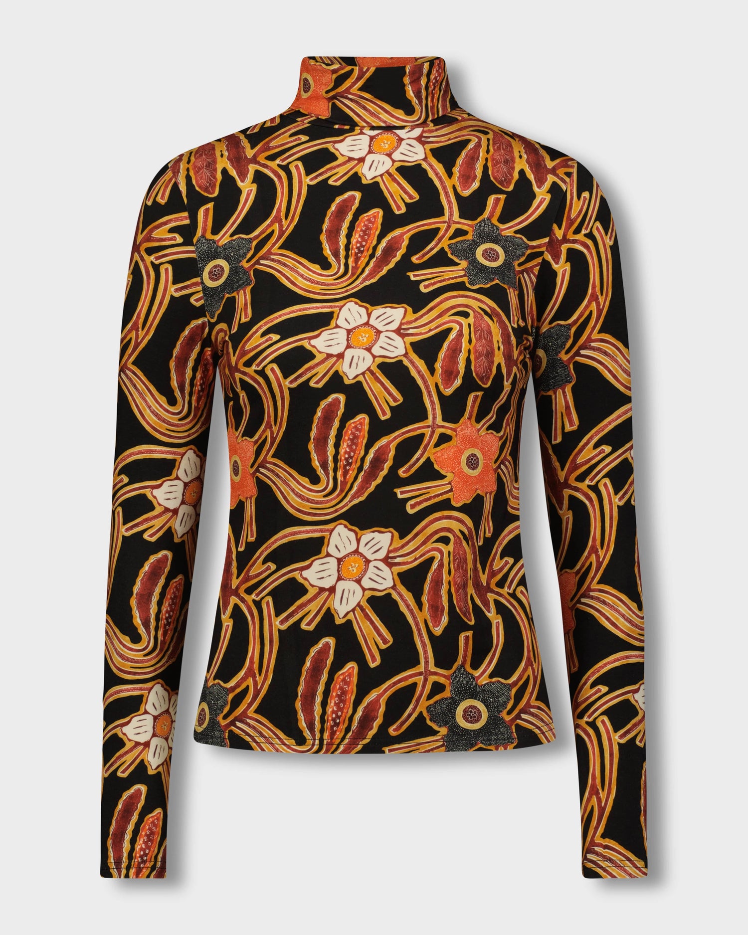 PRINTED TURTLENECK-ORANGE FLORAL