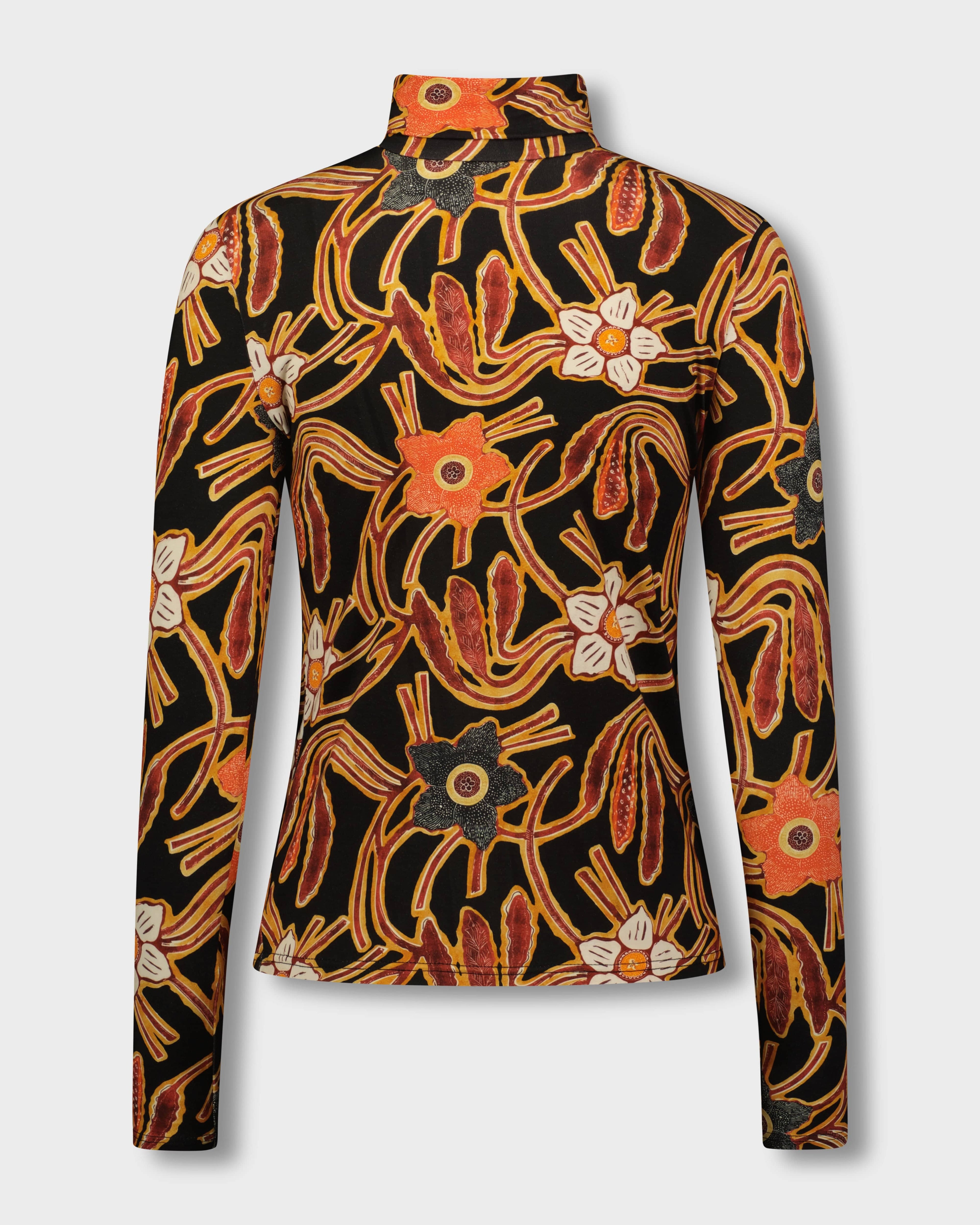 PRINTED TURTLENECK-ORANGE FLORAL